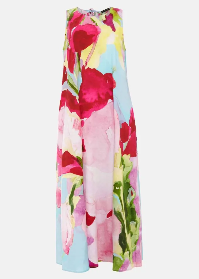 Leila Cotton Floral Midi Dress Pink Women Phase Eight Dresses