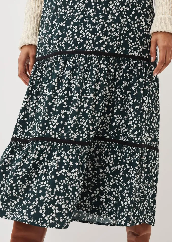 Lennox Ditsy Print Tiered Maxi Skirt Green Women Phase Eight Skirts