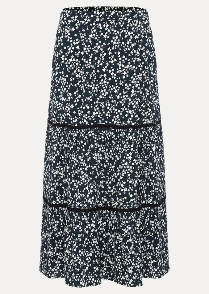 Lennox Ditsy Print Tiered Maxi Skirt Green Women Phase Eight Skirts