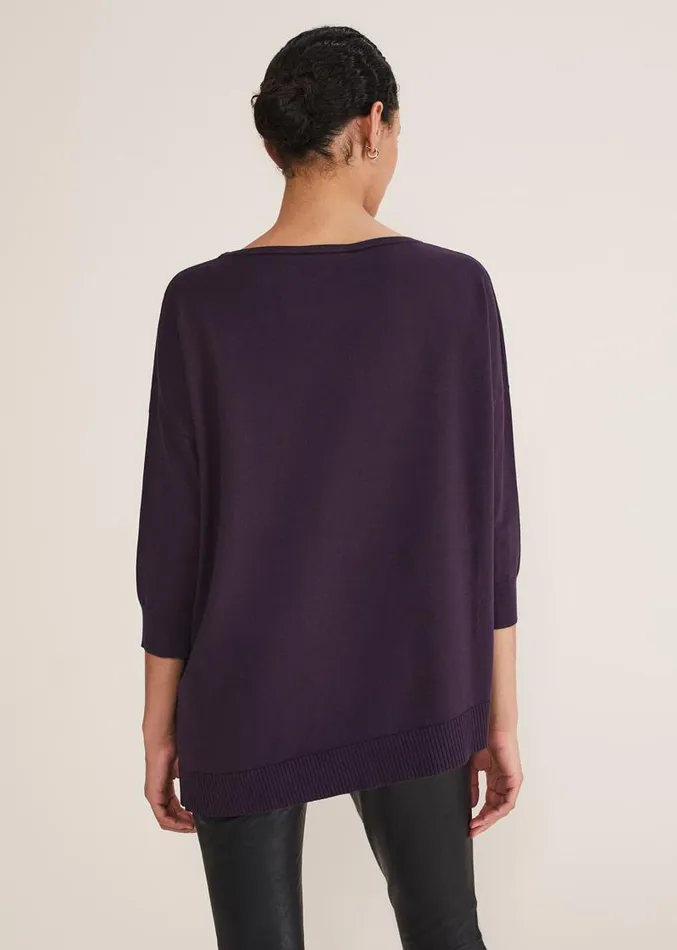 Leoni Asymmetric Button Trim Jumper Deep Purple Women Phase Eight Knitwear