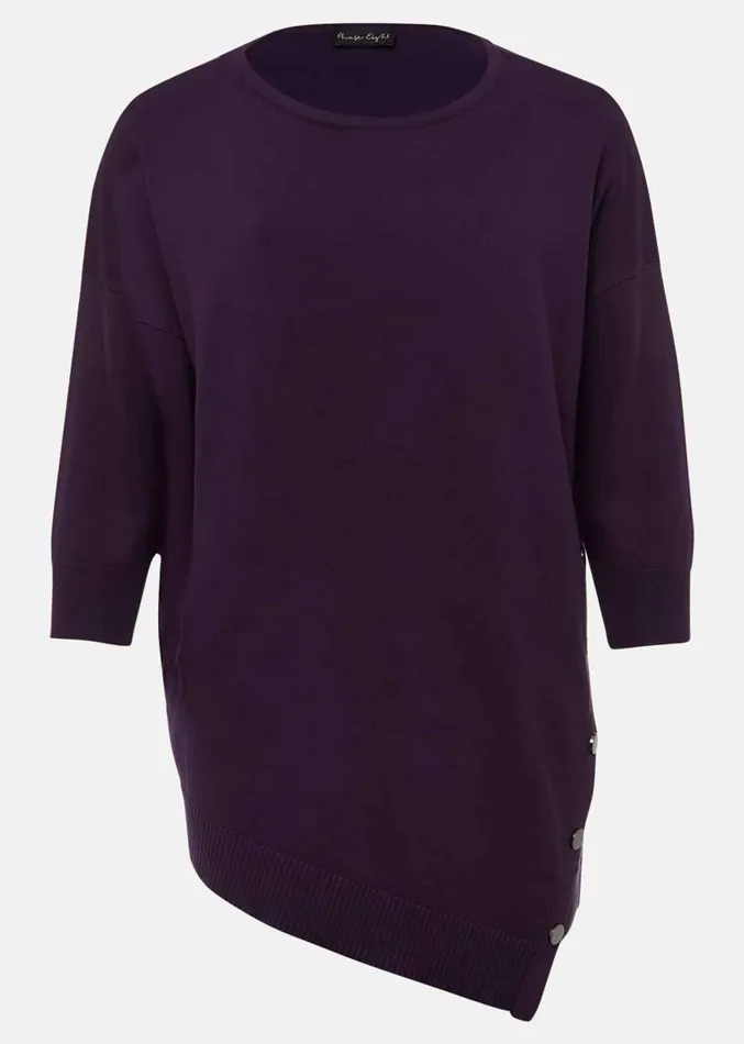 Leoni Asymmetric Button Trim Jumper Deep Purple Women Phase Eight Knitwear