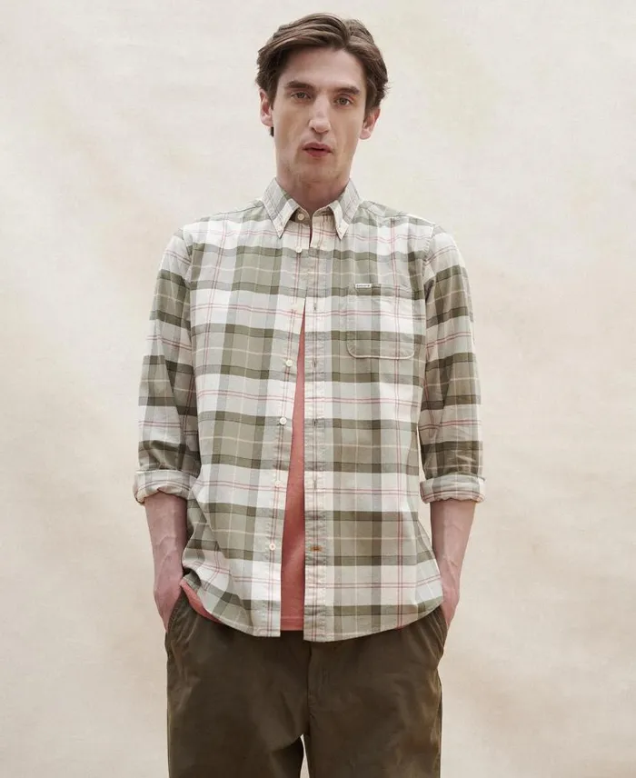 Lewis Tailored LongSleeved Shirt Berwick Blue Tartan Men Barbour Shirts