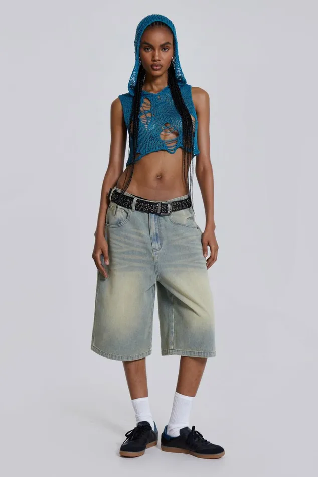 Light Wash Jumbo Jorts Blue Women Jaded London Shorts and Jorts