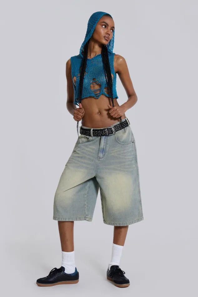 Light Wash Jumbo Jorts Blue Women Jaded London Shorts and Jorts