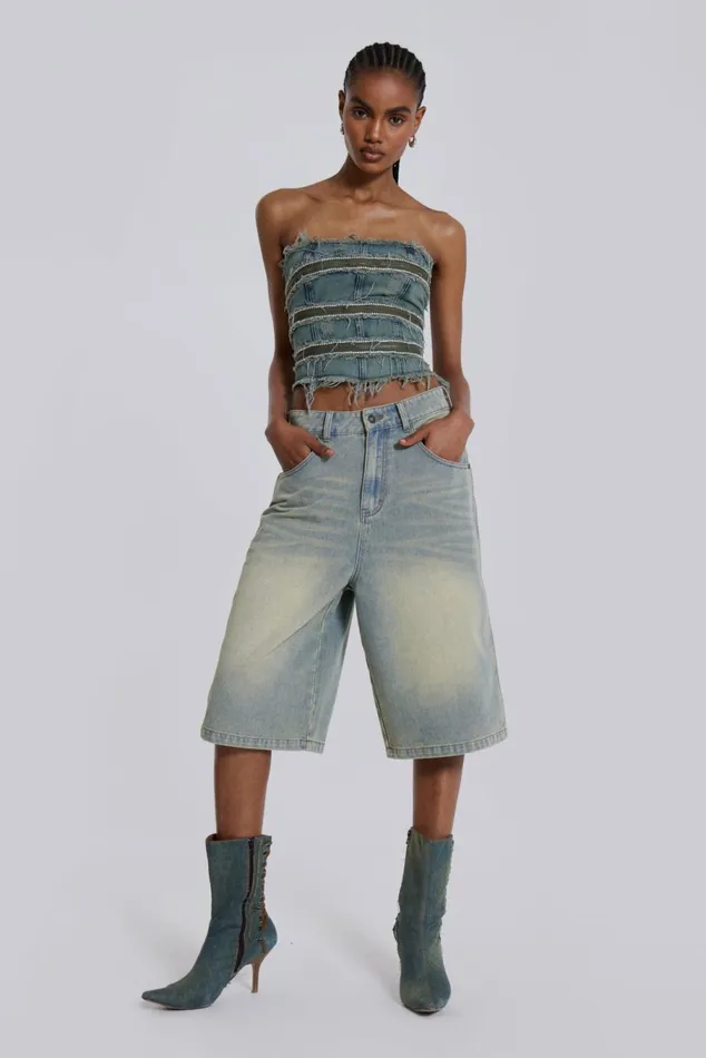 Light Wash Jumbo Jorts Blue Women Jaded London Shorts and Jorts