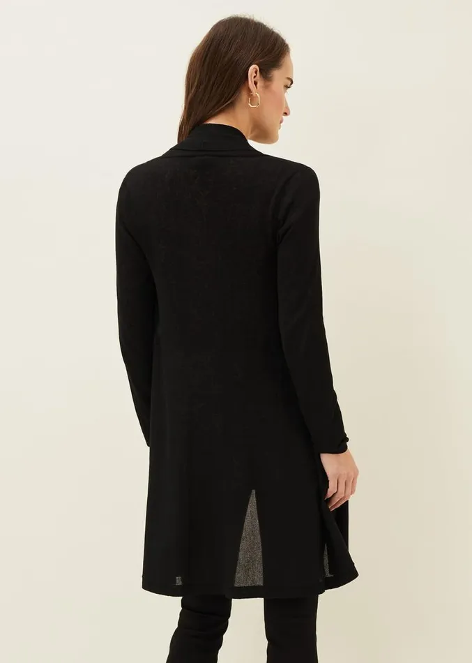 Lili Sheer Longline Cardigan Black Women Phase Eight Knitwear