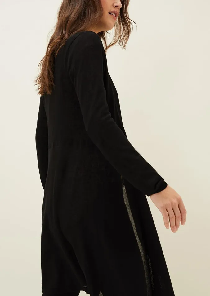 Lili Sheer Longline Cardigan Black Women Phase Eight Knitwear