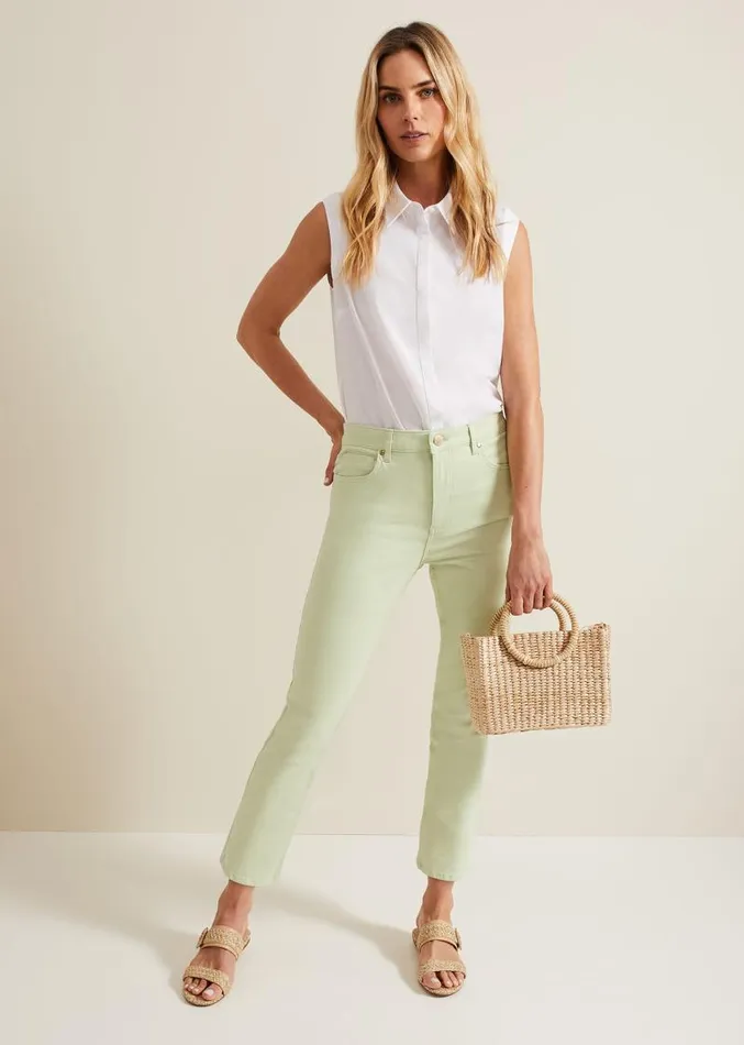 Lindsey Cropped Straight Leg Jeans Green Women Phase Eight Jeans