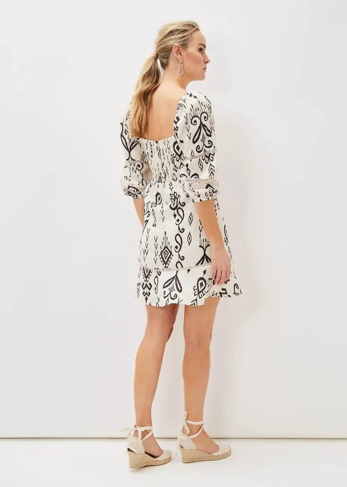Linen Ikat Print ALine Dress Ivoryblack Women Phase Eight Dresses
