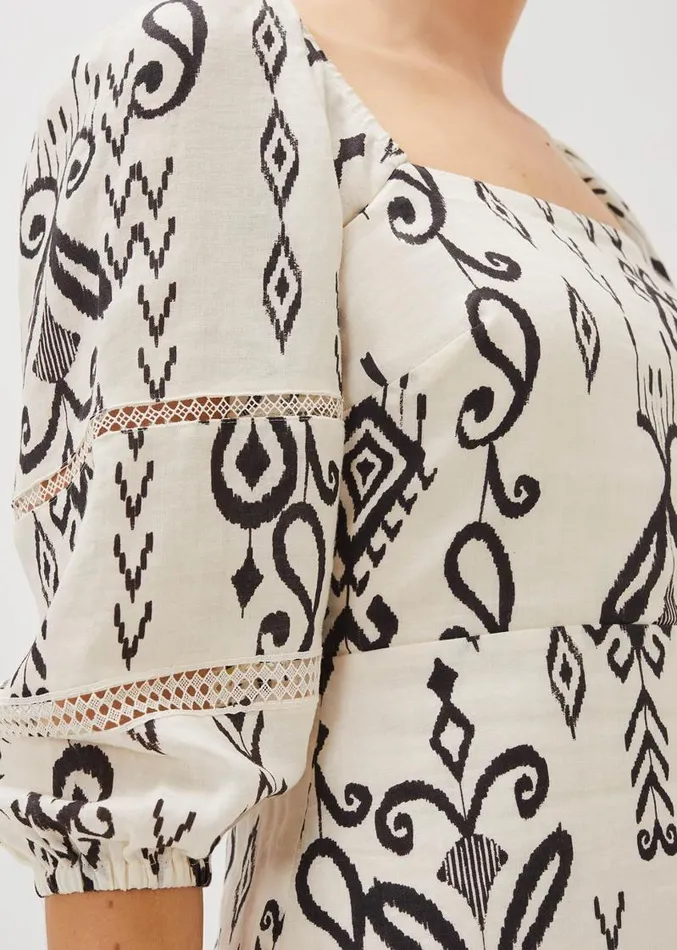 Linen Ikat Print ALine Dress Ivoryblack Women Phase Eight Dresses