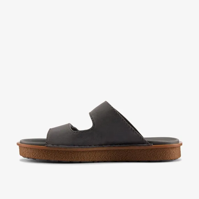 Litton Strap Dark Grey Leather Men Clarks Sandals and Flip Flops