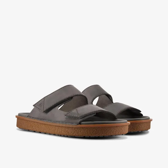 Litton Strap Dark Grey Leather Men Clarks Sandals and Flip Flops