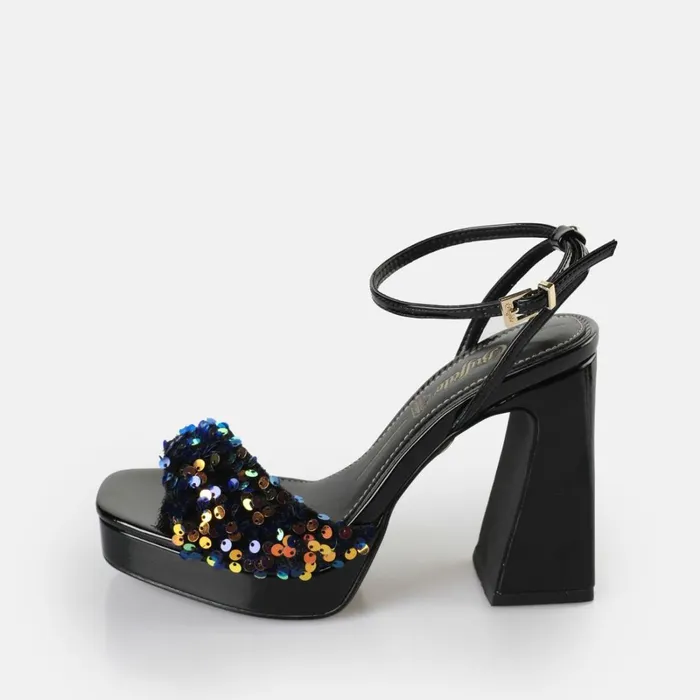 Liza Disco Black Buffalo Heels