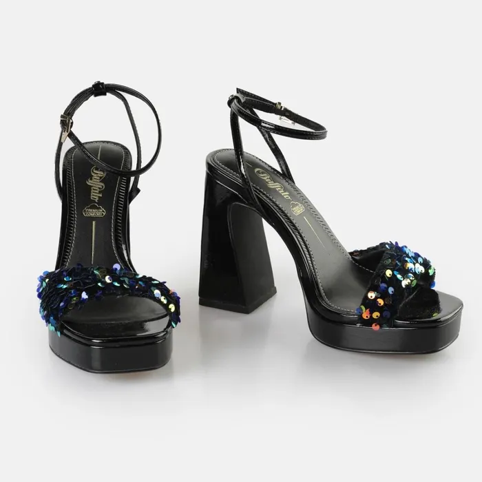 Liza Disco Black Buffalo Heels Liza Disco Black Buffalo Heels