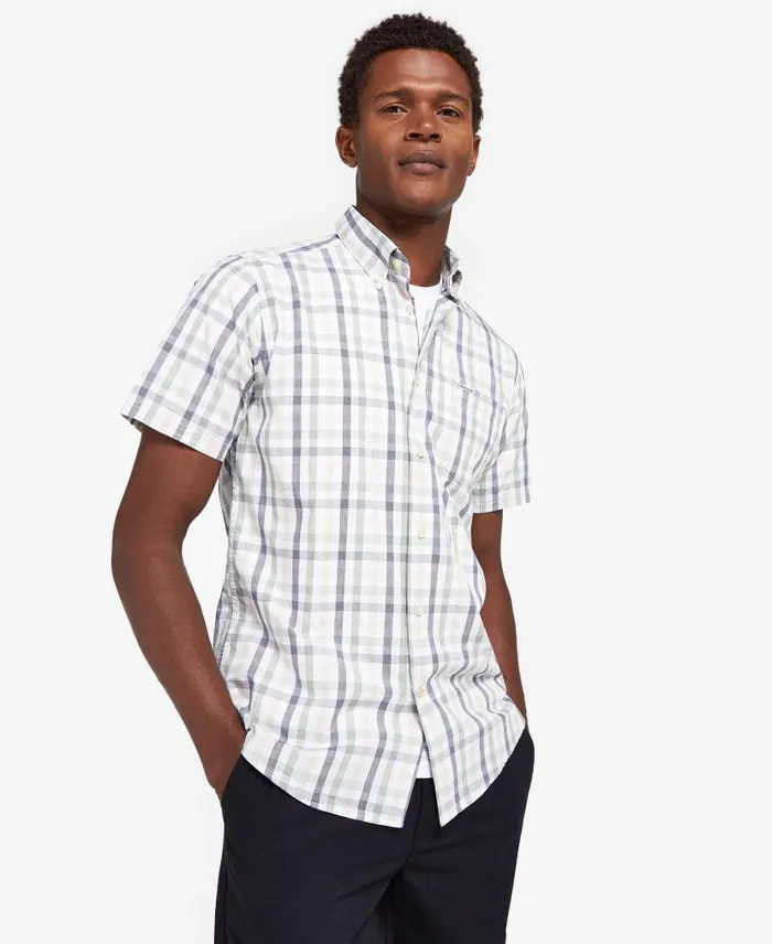 Longstone Tailored ShortSleeved Shirt Red Men Barbour Shirts