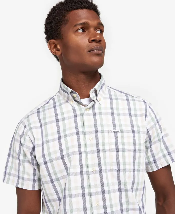 Longstone Tailored ShortSleeved Shirt Red Men Barbour Shirts