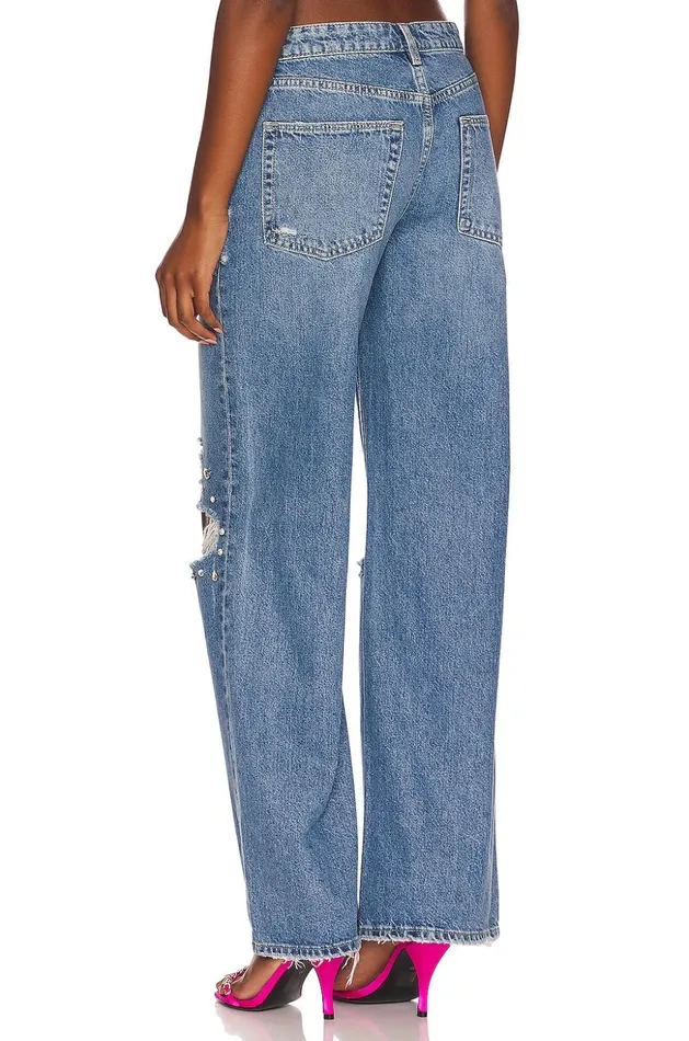 Lovers and Friends Denim Women Kade Low Rise Extra Wide Leg Boulevard Embellish Lovers and Friends Denim Women Kade Low Rise Extra Wide Leg Boulevard Embellish
