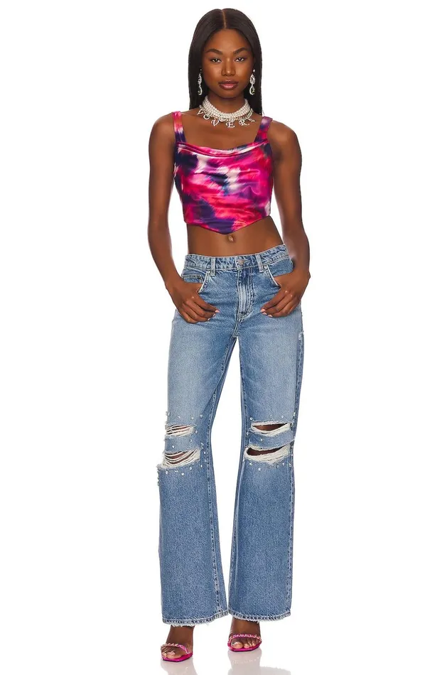 Lovers and Friends Denim Women Kade Low Rise Extra Wide Leg Boulevard Embellish Lovers and Friends Denim Women Kade Low Rise Extra Wide Leg Boulevard Embellish