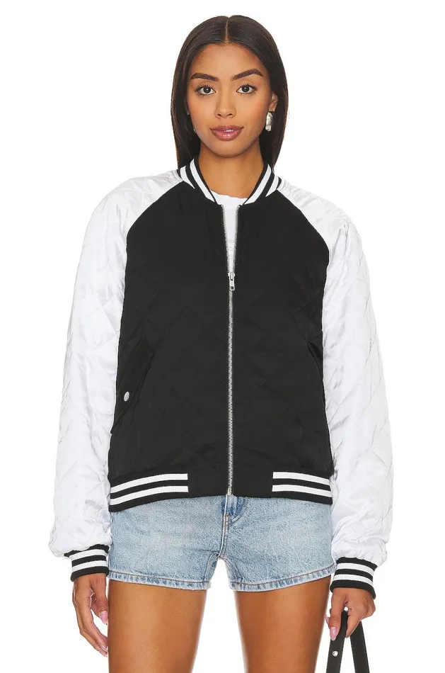 Lovers and Friends Jackets and Coats Women Miri Bomber Jacket White and Black Lovers and Friends Jackets and Coats Women Miri Bomber Jacket White and Black