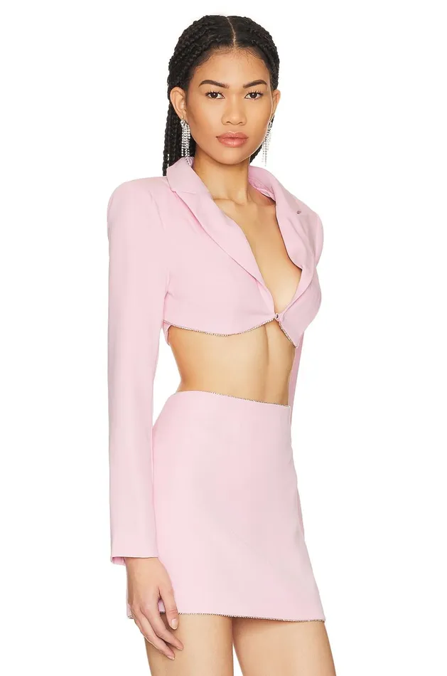 Lovers and Friends Jackets and Coats Women Tia Embellished Cropped Blazer Baby Pink Lovers and Friends Jackets and Coats Women Tia Embellished Cropped Blazer Baby Pink