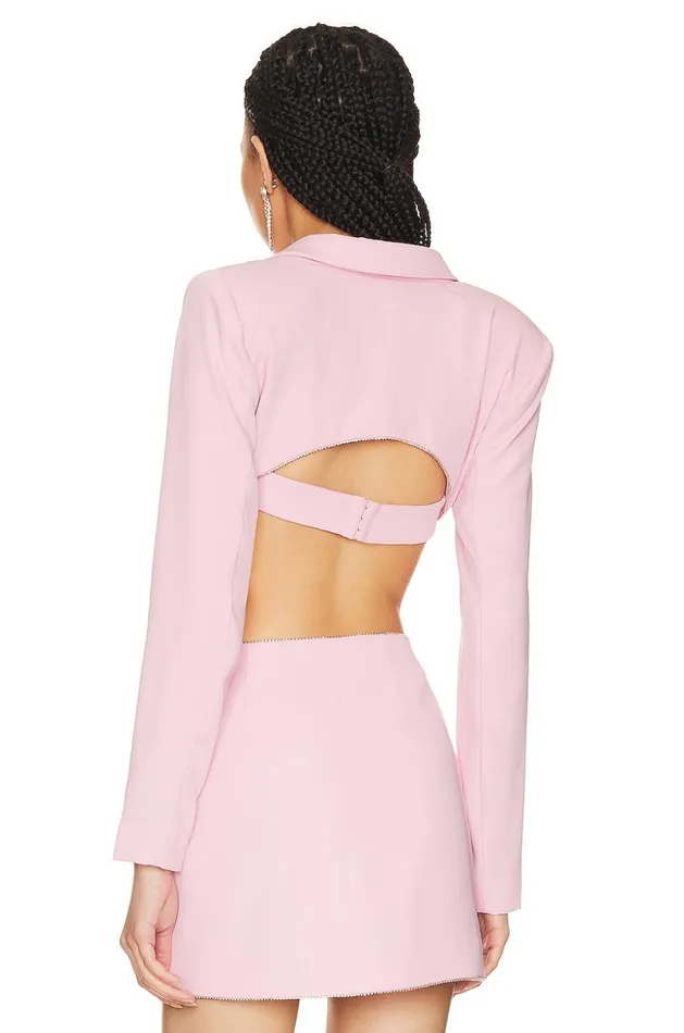 Lovers and Friends Jackets and Coats Women Tia Embellished Cropped Blazer Baby Pink Lovers and Friends Jackets and Coats Women Tia Embellished Cropped Blazer Baby Pink
