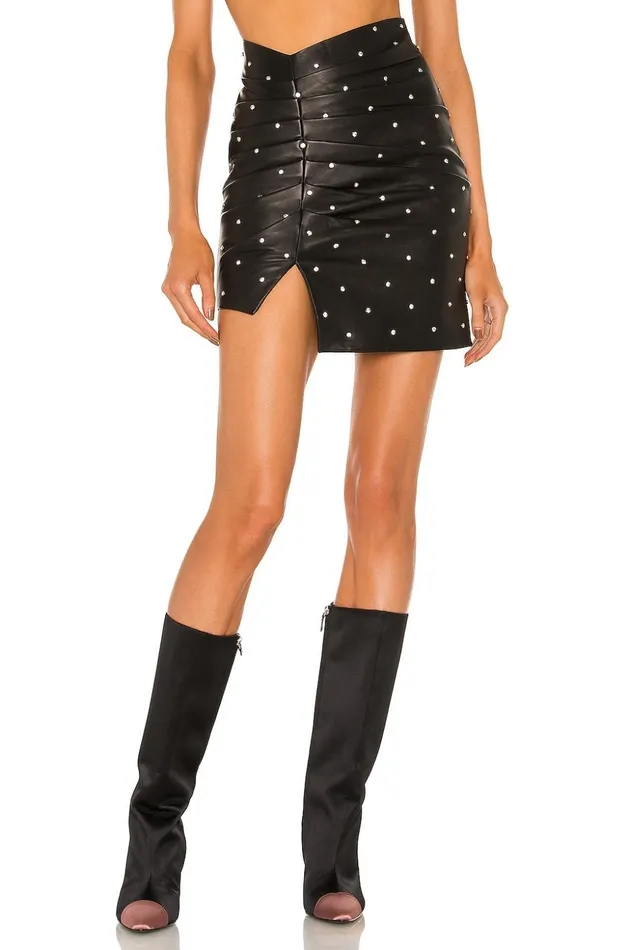 Lovers and Friends Skirts Women Valletta Leather Mini Skirt Black