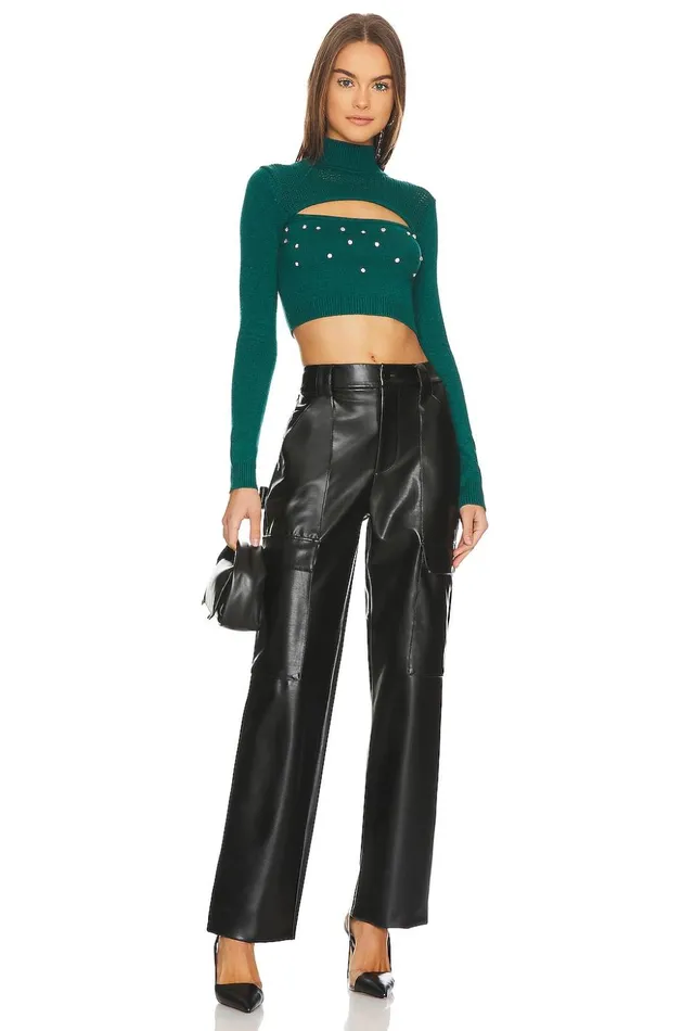 Lovers and Friends Sweaters and Knits Women Mandy Cutout Embellished Sweater Emerald Green Lovers and Friends Sweaters and Knits Women Mandy Cutout Embellished Sweater Emerald Green