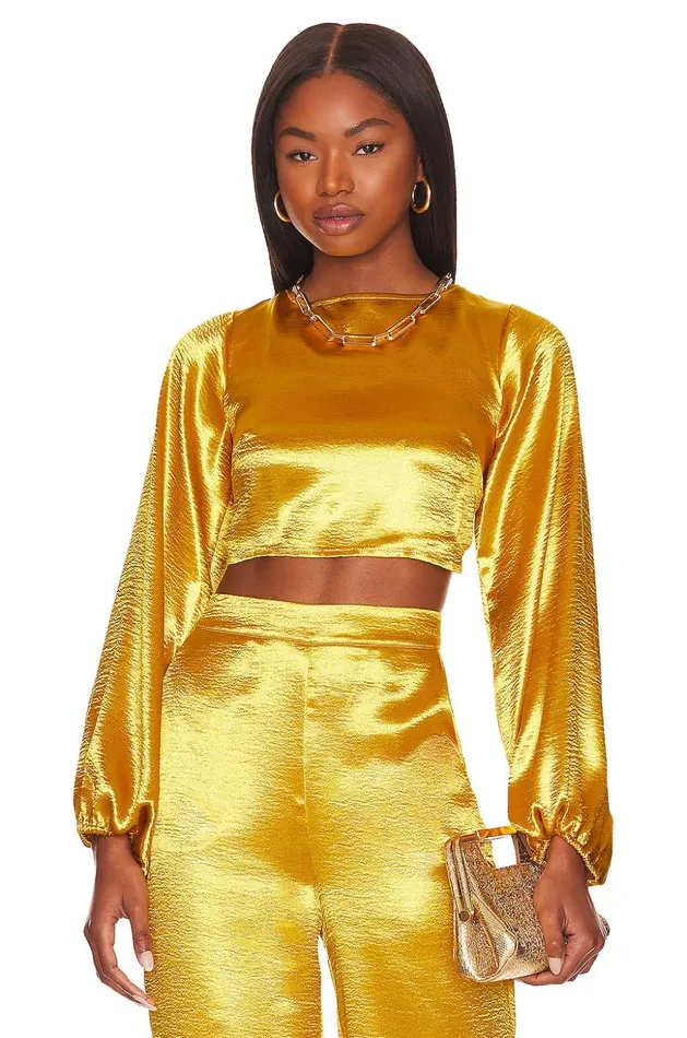 Lovers and Friends Tops Women Britt Blouse Prosecco Gold Lovers and Friends Tops Women Britt Blouse Prosecco Gold