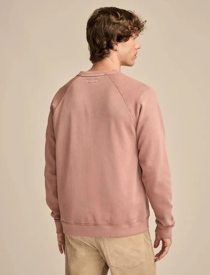 Lucky Brand Activewear Men Fleece Logo Raglan Crew Cognac