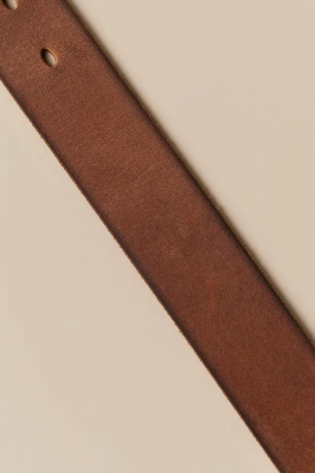 Lucky Brand Belts Men Covered Roller Buckle Leather Belt Dark Brown