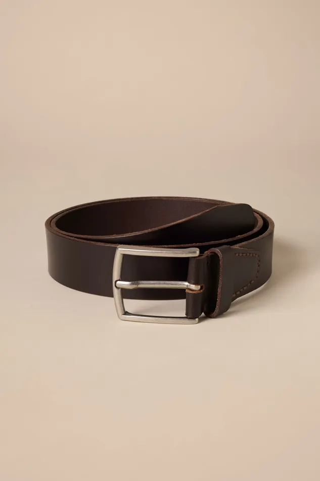 Lucky Brand Belts Men Smooth Leather Belt With Tab Brown