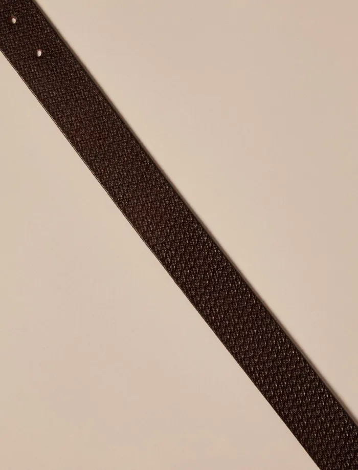 Lucky Brand Belts Men Textured Leather Belt Dark Brown