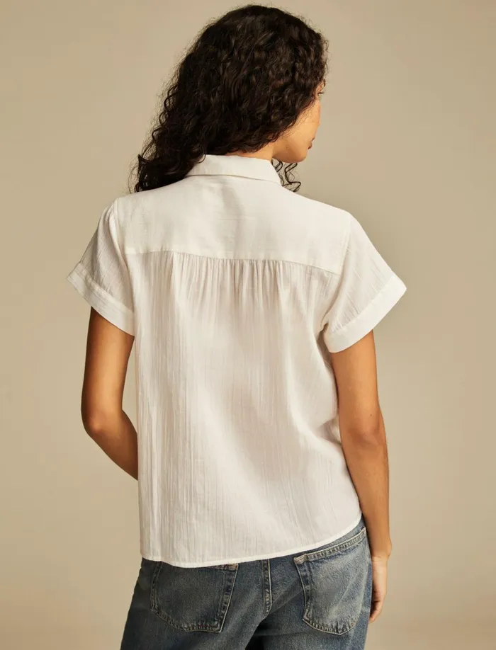 Lucky Brand Blouses Women Pintuck Peter Pan Blouse Bright White