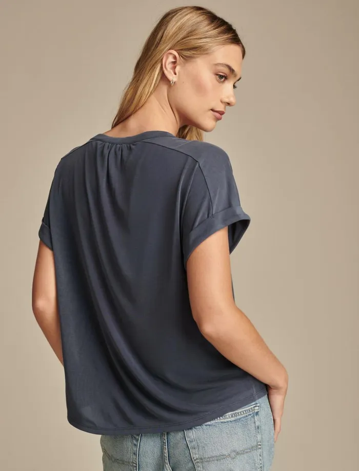 Lucky Brand Blouses Women Sandwash Button Front Top Blue Nights
