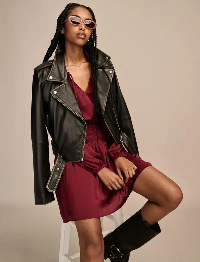 Lucky Brand Dresses Women Long Sleeve Satin Mini Dress Marsala