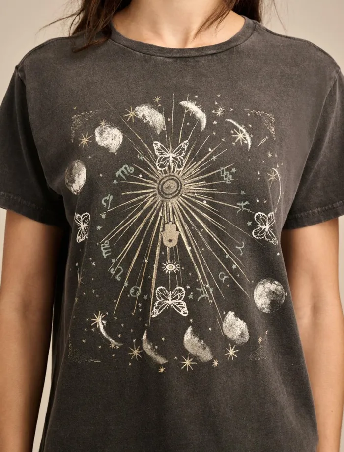 Lucky Brand Graphic Tees Women Sun Boyfriend Tee Jet Black