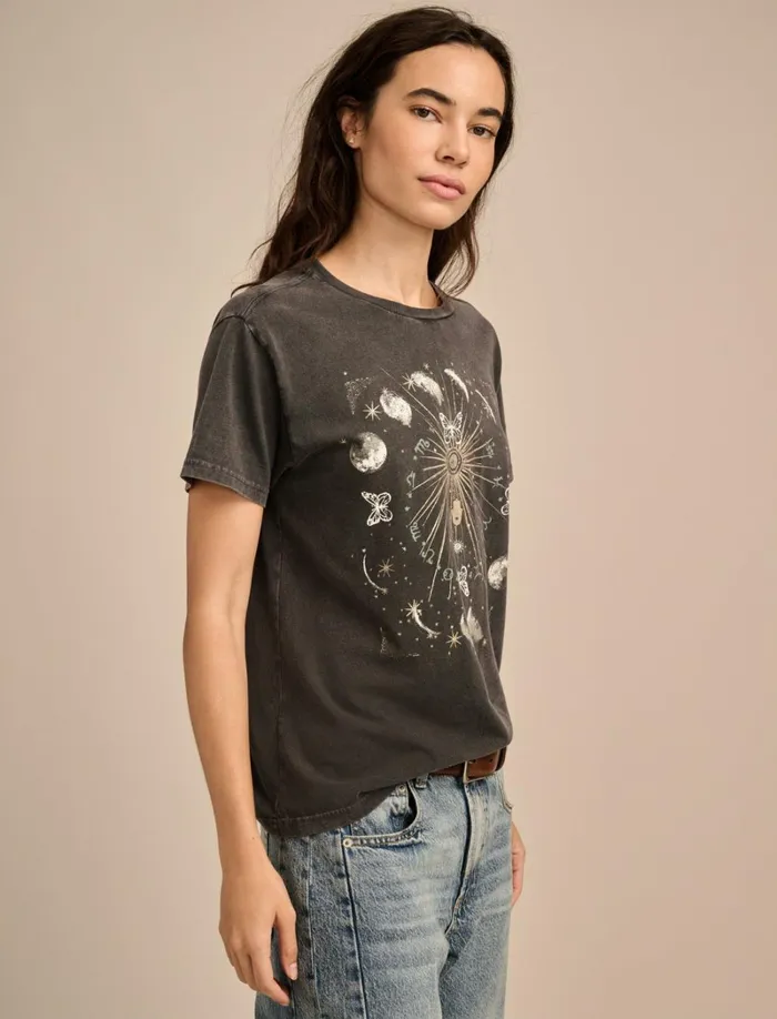 Lucky Brand Graphic Tees Women Sun Boyfriend Tee Jet Black
