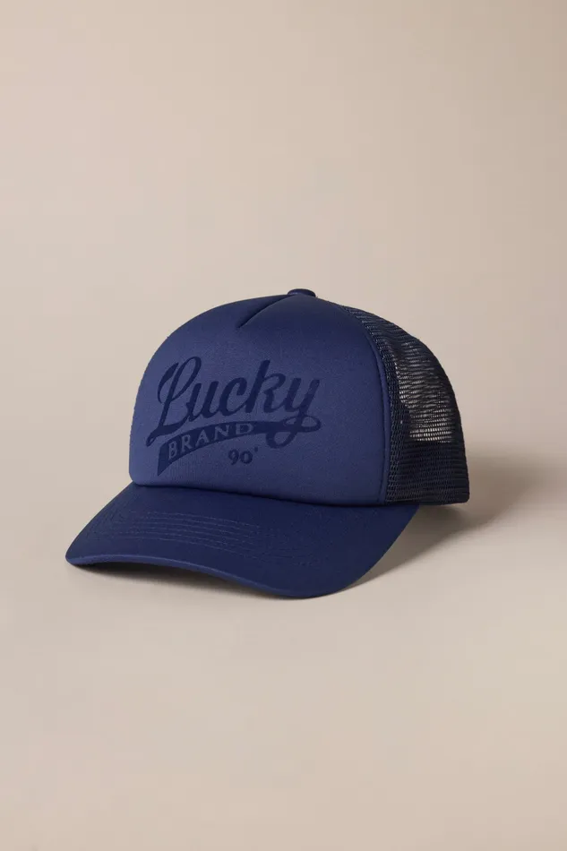 Lucky Brand Hats Men Lucky Print Trucker Hat Navy