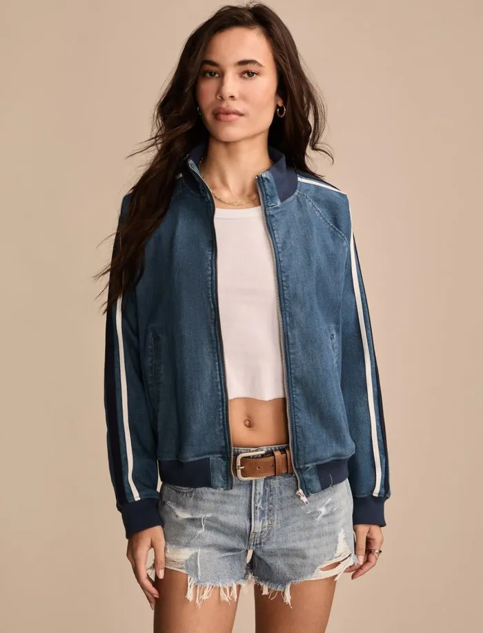 Lucky Brand Jackets and Outerwear Women Denim Track Jacket Working It Wash