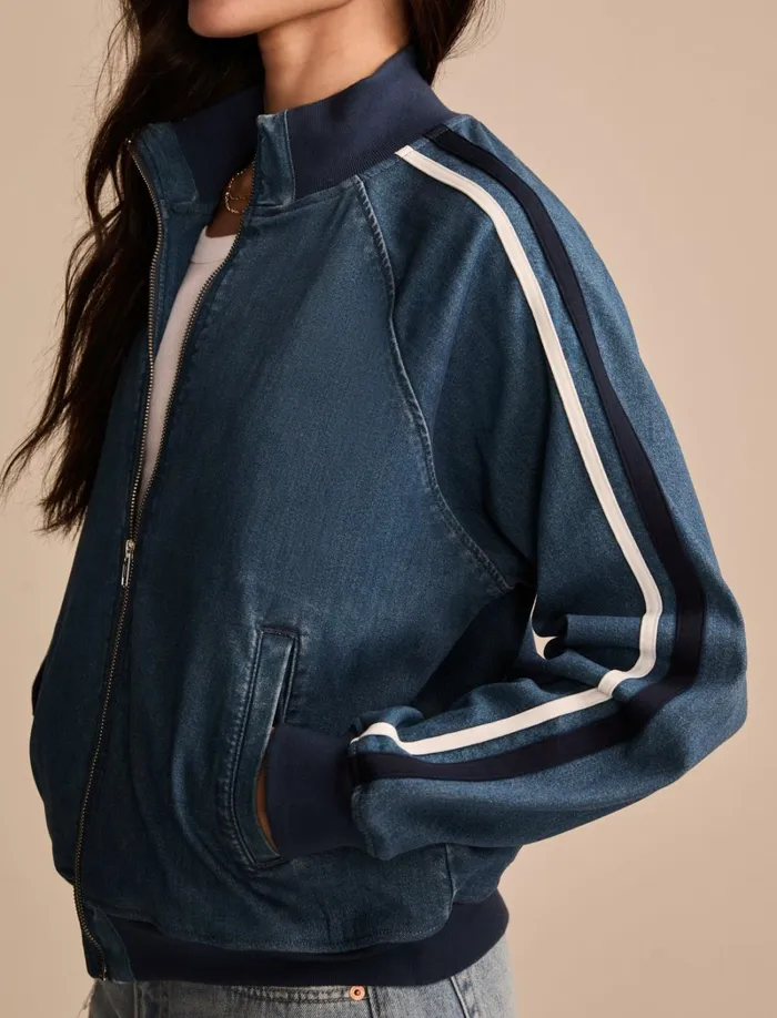 Lucky Brand Jackets and Outerwear Women Denim Track Jacket Working It Wash