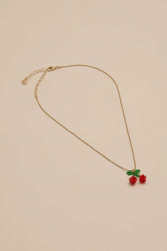 Lucky Brand Jewelry Women Cherry Charm Necklace Gold