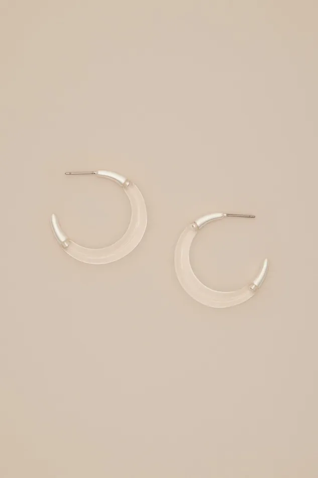 Lucky Brand Jewelry Women Clear Resin Hoop Earrings Silver