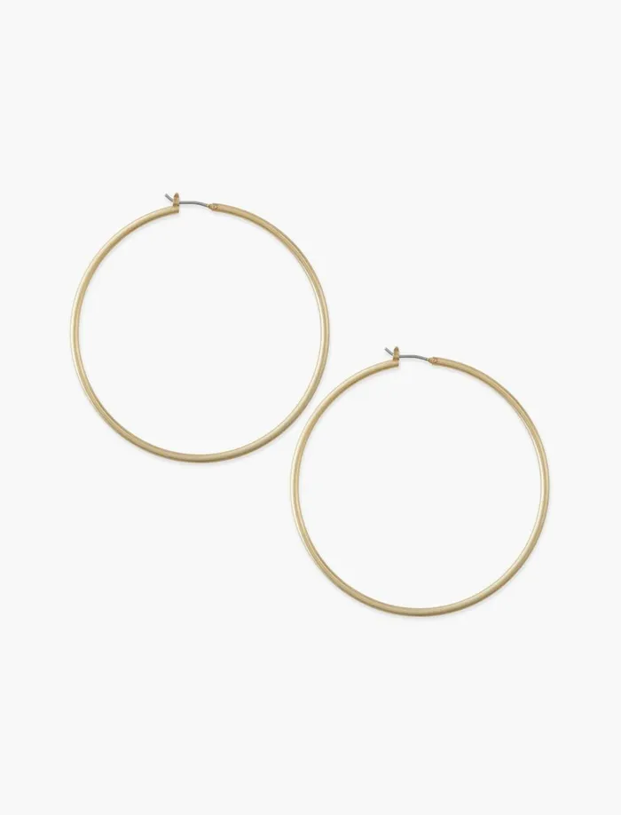 Lucky Brand Jewelry Women Large Skinny Hoop Earrings Gold