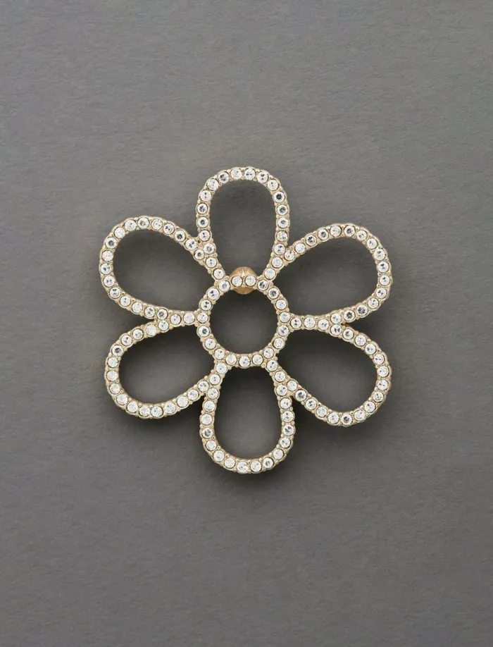 Lucky Brand Jewelry Women Pave Gold Flower Brooch Gold
