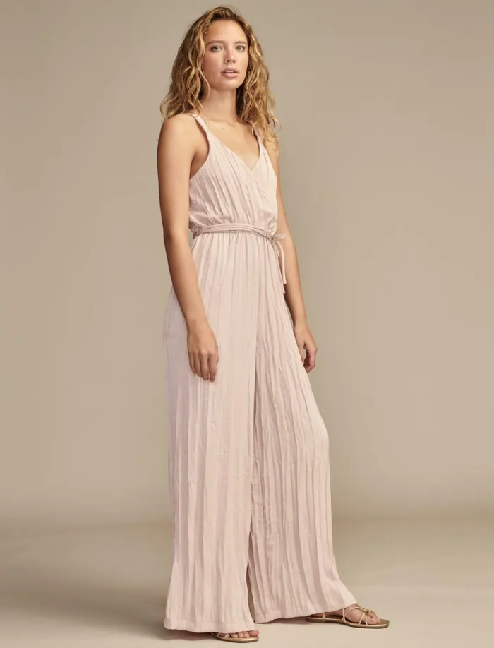 Lucky Brand Jumpsuits and Overalls Women Pleated Satin Jumpsuit Sepia Rose