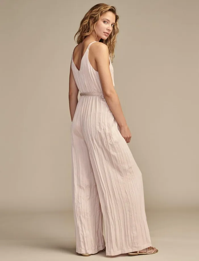 Lucky Brand Jumpsuits and Overalls Women Pleated Satin Jumpsuit Sepia Rose