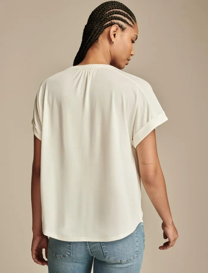 Lucky Brand Knit Tops Women Sandwash Button Front Top Whisper White