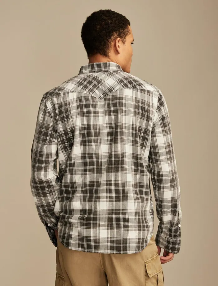 Lucky Brand Shirts and Tops Men Cole Hauser Washed Plaid Western Shirt Washed Black