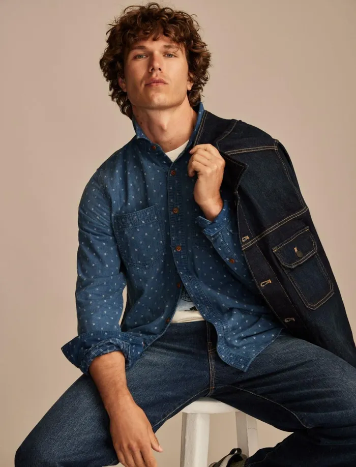Lucky Brand Shirts and Tops Men Double Weave Long Sleeve Utility Shirt 458 Blue