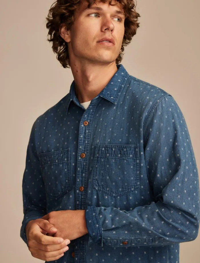 Lucky Brand Shirts and Tops Men Double Weave Long Sleeve Utility Shirt 458 Blue